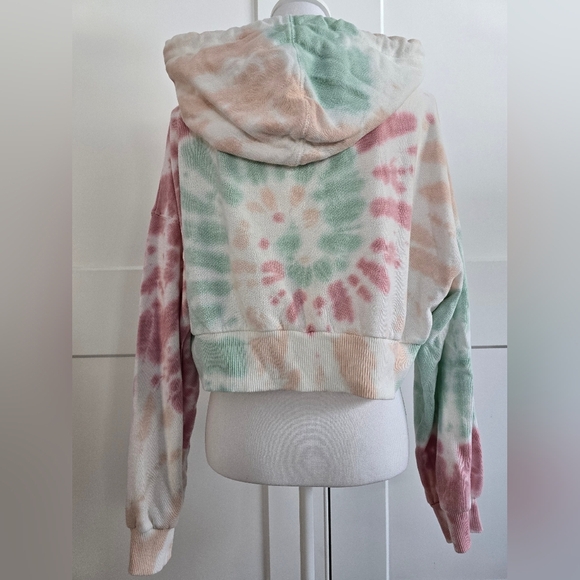 Aeropastale Tie-Dye Hoodie Sweatshirt - Pink, Green, Cream - Picture 10 of 12